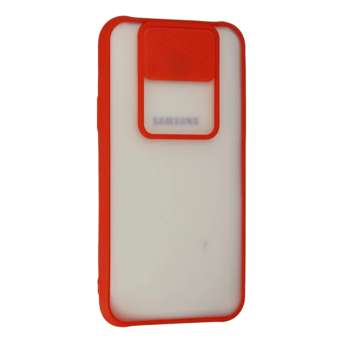 Mey İthalat®  Samsung Galaxy J7 Kılıf Palm Buzlu Kamera Sürgülü Silikon - Kırmızı