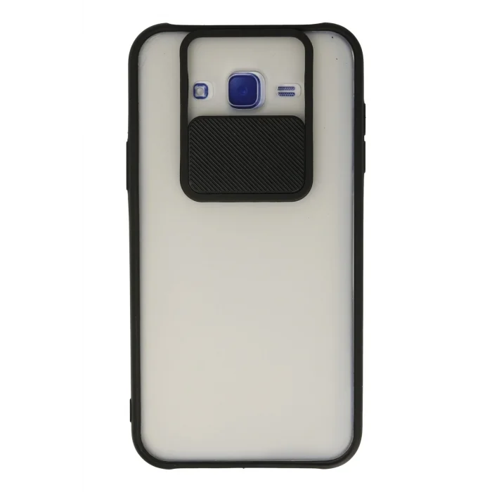 Mey İthalat®  Samsung Galaxy J7 Kılıf Palm Buzlu Kamera Sürgülü Silikon - Siyah