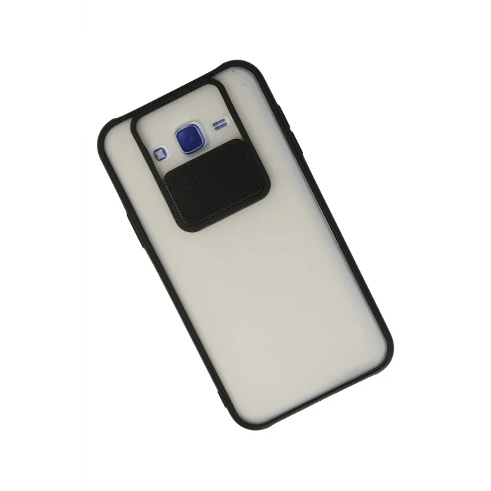 Mey İthalat®  Samsung Galaxy J7 Kılıf Palm Buzlu Kamera Sürgülü Silikon - Siyah
