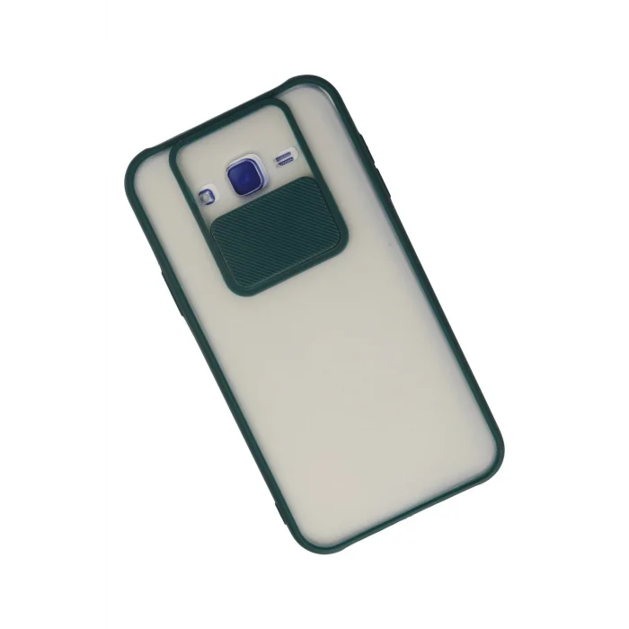 Mey İthalat®  Samsung Galaxy J7 Kılıf Palm Buzlu Kamera Sürgülü Silikon - Yeşil