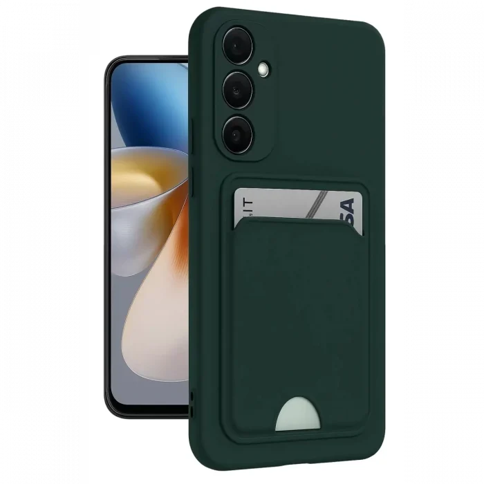 Mey İthalat®  Samsung Galaxy M15 Kelvin Kartvizitli Silikon - Koyu Yeşil