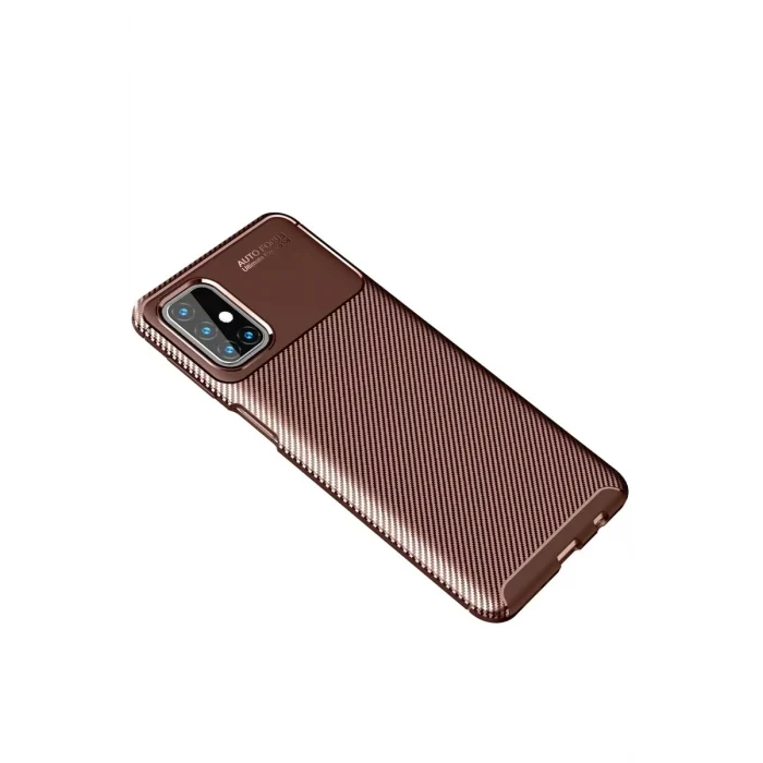 Mey İthalat®  Samsung Galaxy M31S Kılıf Auto Focus Karbon Kapak - Kahverengi