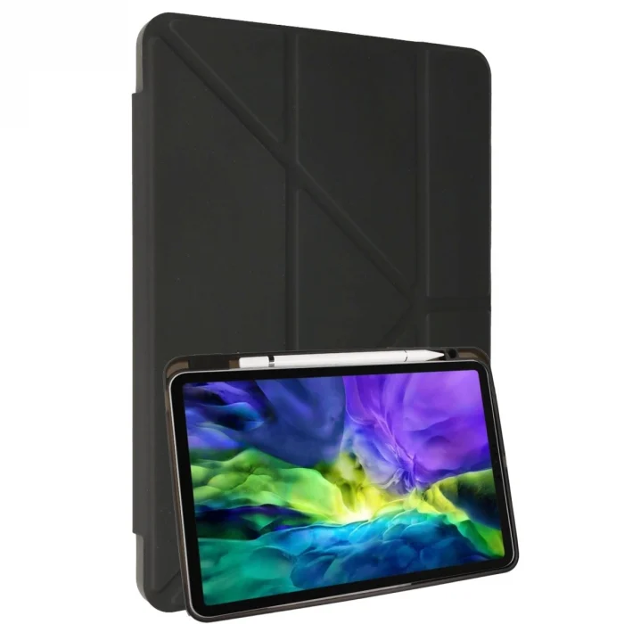 Mey İthalat®  Samsung Galaxy P610 Tab S6 Lite 10.4 Kılıf Kalemlikli Mars Tablet Kılıfı - Koyu Gri