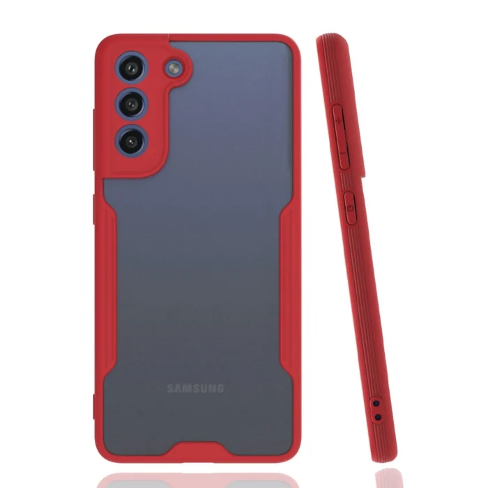 Mey İthalat®  Samsung Galaxy S21 FE Kılıf Platin Silikon - Kırmızı