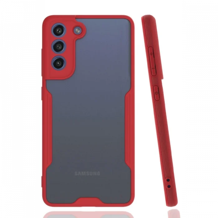 Mey İthalat®  Samsung Galaxy S21 FE Kılıf Platin Silikon - Kırmızı