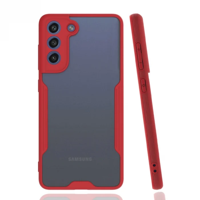 Mey İthalat®  Samsung Galaxy S21 FE Kılıf Platin Silikon - Kırmızı