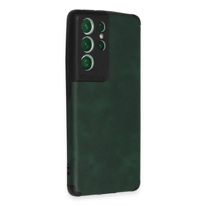 Mey İthalat®  Samsung Galaxy S21 Ultra Kılıf Loop Deri Silikon - Yeşil