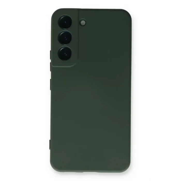 Mey İthalat®  Samsung Galaxy S22 Plus Kılıf Nano içi Kadife Silikon - Koyu Yeşil