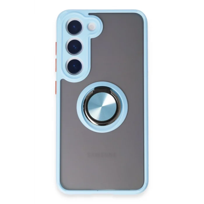 Mey İthalat®  Samsung Galaxy S23 Kılıf Montreal Yüzüklü Silikon Kapak - Buz Mavi