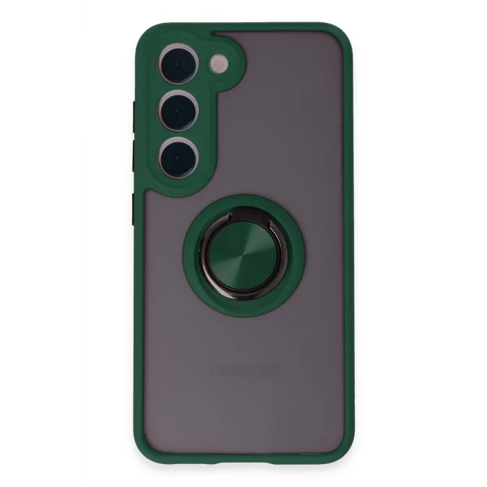 Mey İthalat®  Samsung Galaxy S23 Kılıf Montreal Yüzüklü Silikon Kapak - Yeşil