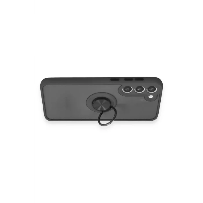 Mey İthalat®  Samsung Galaxy S23 Plus Kılıf Montreal Yüzüklü Silikon Kapak - Siyah