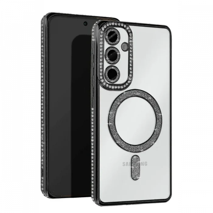 Mey İthalat®  Samsung Galaxy S24 FE Joke Simli Magneticsafe Kılıf - Siyah