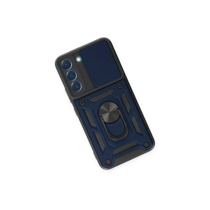 Mey İthalat®  Samsung Galaxy S24 Kılıf Pars Lens Yüzüklü Silikon - Lacivert
