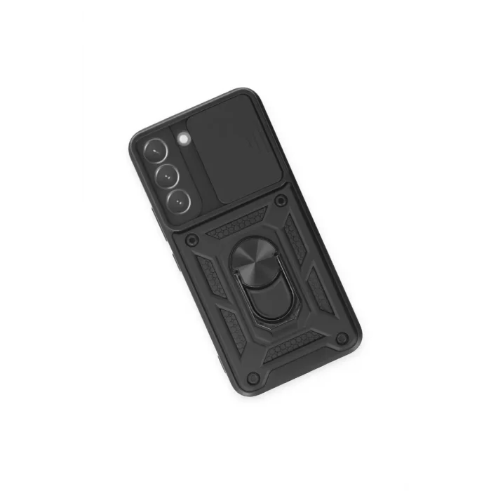 Mey İthalat®  Samsung Galaxy S24 Kılıf Pars Lens Yüzüklü Silikon - Siyah
