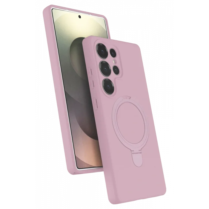 Mey İthalat®  Samsung Galaxy S24 Ultra Regal Magsafe Standlı Kapak - Açık Pembe