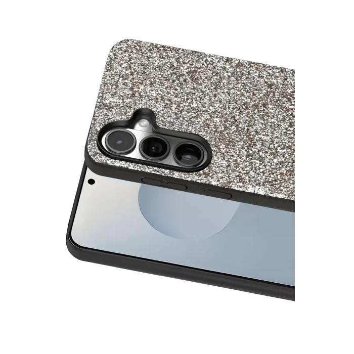 Mey İthalat®  Samsung Galaxy S25 Bright Simli Kapak - Gümüş