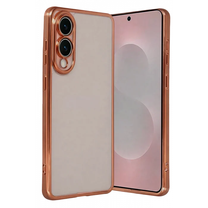 Mey İthalat®  Samsung Galaxy S25 Edge  Lensli Silikon - Çöl Titanyum