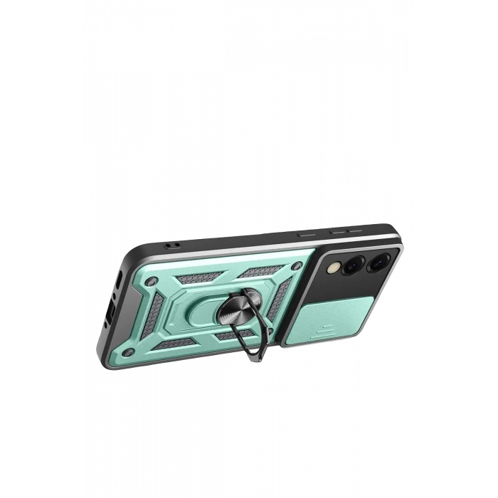 Mey İthalat®  Samsung Galaxy S25 Edge Pars Lens Yüzüklü Silikon - Yeşil