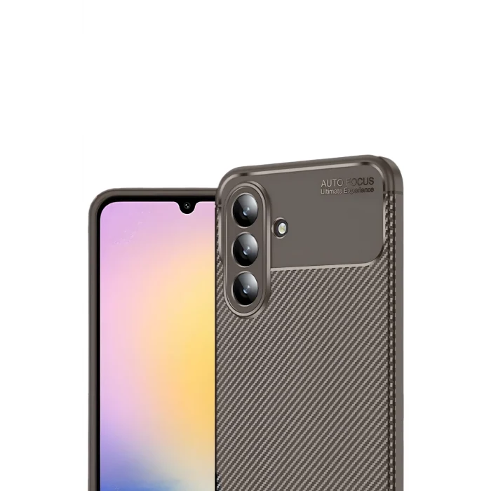 Mey İthalat®  Samsung Galaxy S25 FE Auto Focus Karbon Kapak - Kahverengi