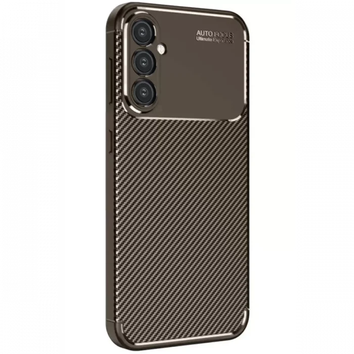 Mey İthalat®  Samsung Galaxy S25 Plus Kılıf Auto Focus Karbon Kapak - Kahverengi
