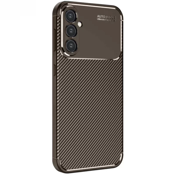 Mey İthalat®  Samsung Galaxy S25 Plus Kılıf Auto Focus Karbon Kapak - Kahverengi