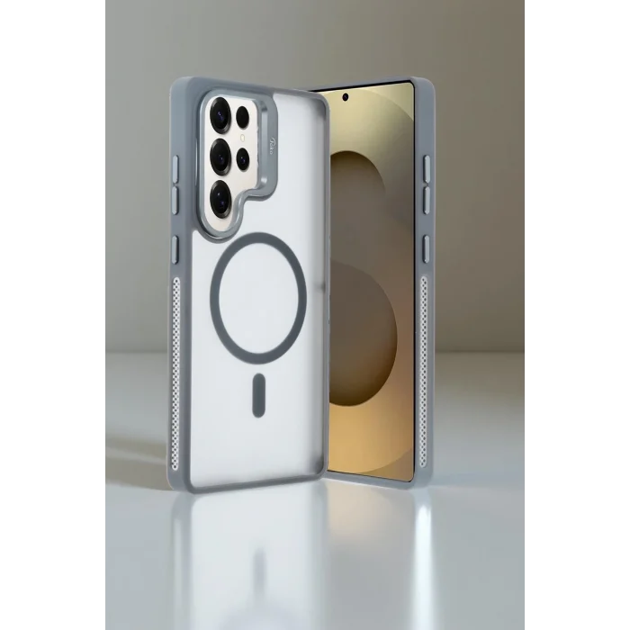 Mey İthalat®  Samsung Galaxy S25 Ultra Flet Lens Magsafe Kapak - Turuncu