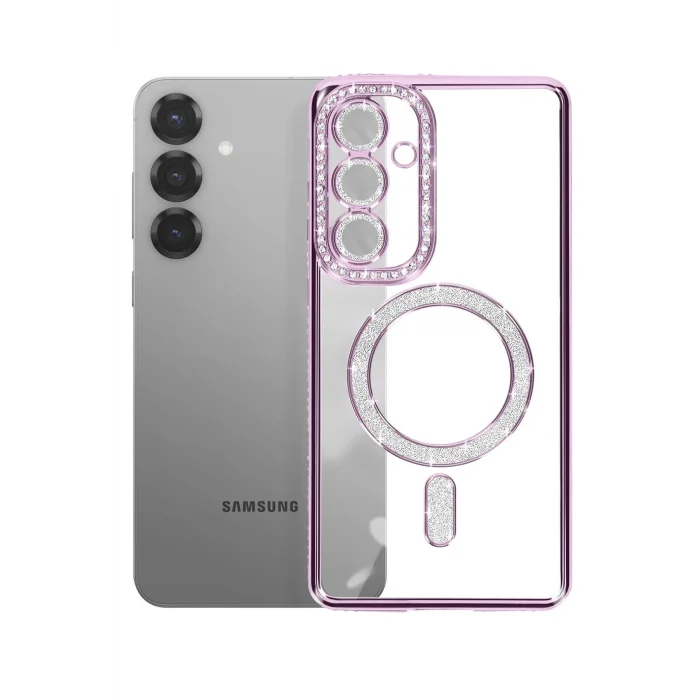 Mey İthalat®  Samsung Galaxy S26 Plus Joke Simli Magneticsafe Kılıf - Derin Mor
