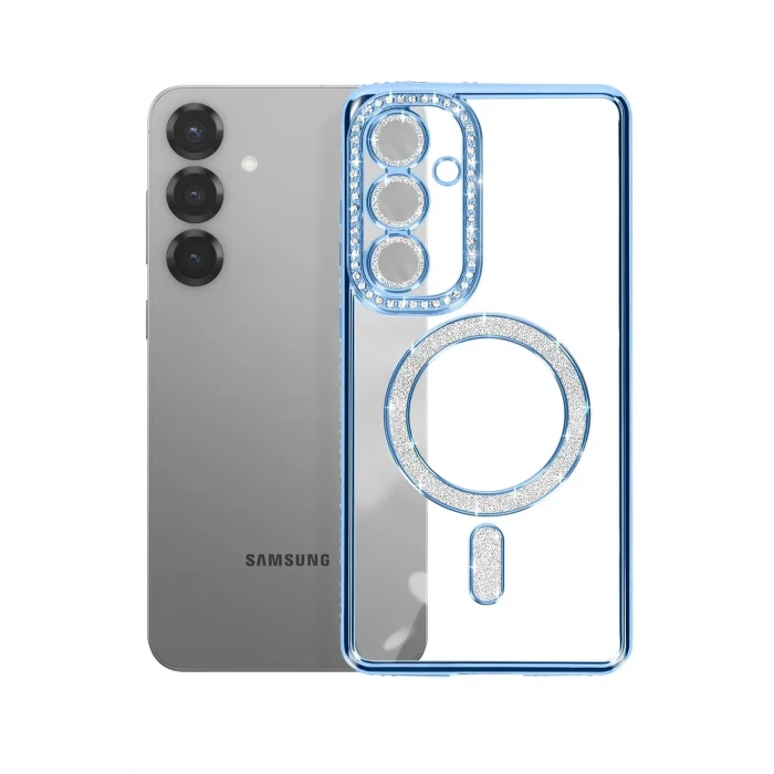 Mey İthalat®  Samsung Galaxy S26 Plus Joke Simli Magneticsafe Kılıf - Mavi