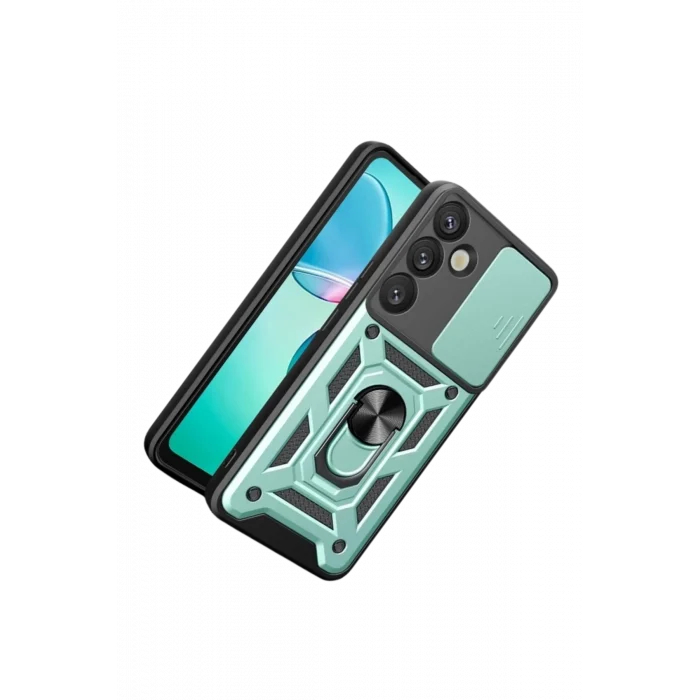 Mey İthalat®  Samsung Galaxy S26 Plus Pars Lens Yüzüklü Silikon - Yeşil