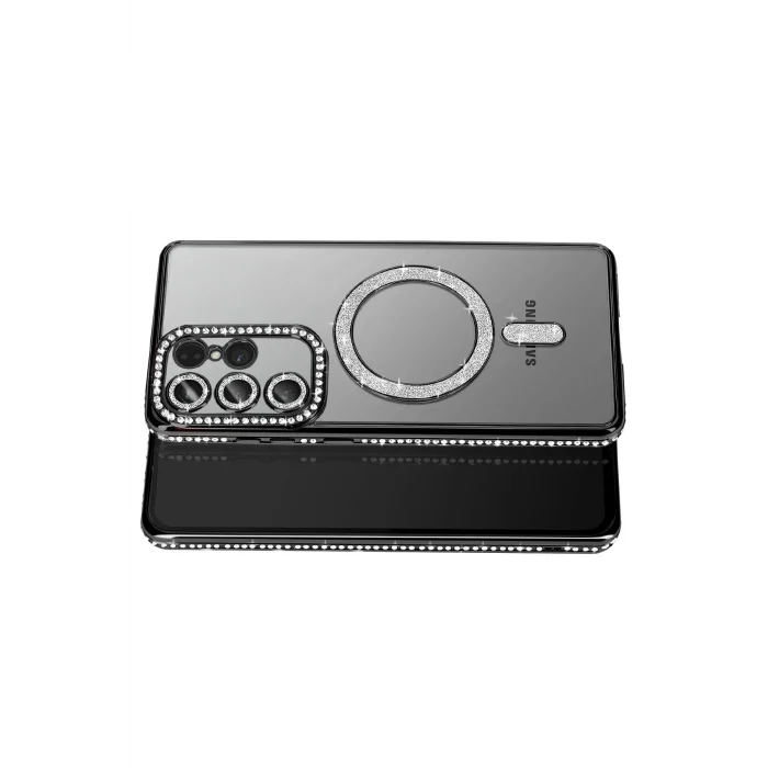 Mey İthalat®  Samsung Galaxy S26 Ultra Joke Simli Magneticsafe Kılıf - Siyah