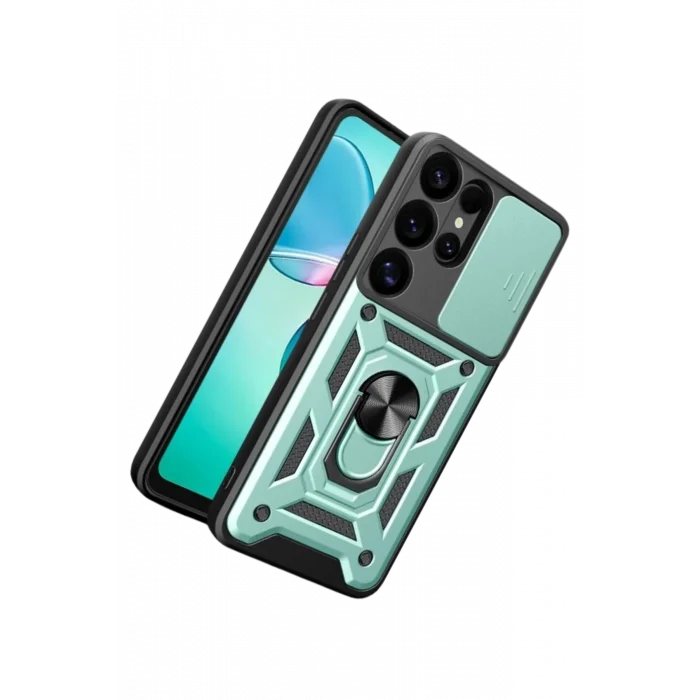 Mey İthalat®  Samsung Galaxy S26 Ultra Pars Lens Yüzüklü Silikon - Yeşil