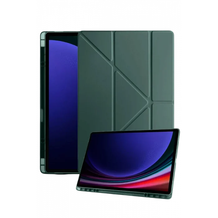 Mey İthalat®  Samsung Galaxy X730 Tab S11 Kalemlikli Mars Tablet Kılıfı - Koyu Yeşil