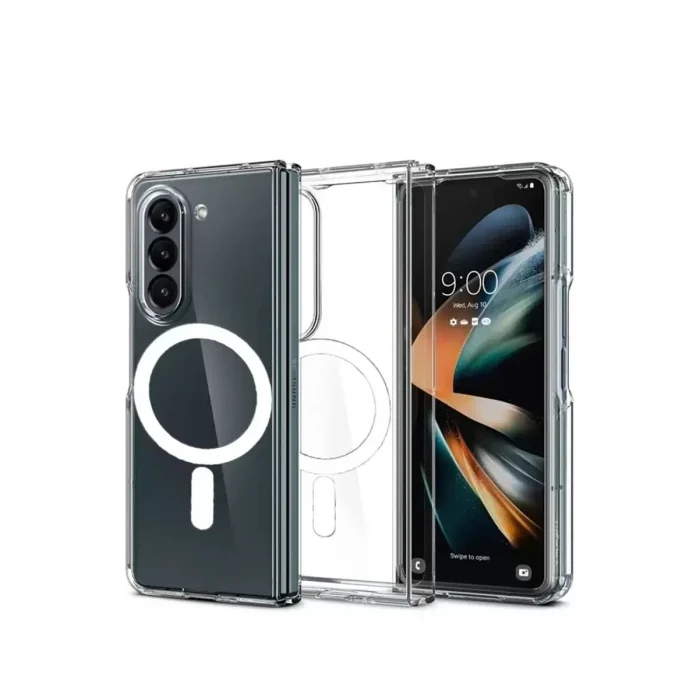 Mey İthalat®  Samsung Galaxy Z Fold 5 Kılıf Magneticsafe Şeffaf Silikon - Şeffaf
