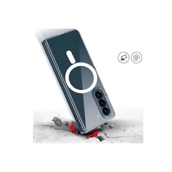 Mey İthalat®  Samsung Galaxy Z Fold 5 Kılıf Magneticsafe Şeffaf Silikon - Şeffaf