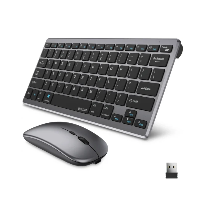 Mey İthalat® Şarjlı Kablosuz Klavye ve Mouse Seti Kompakt Taşınabilir Tasarım