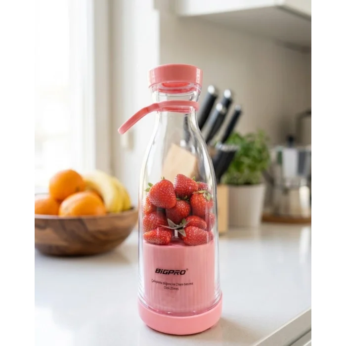 Mey İthalat® Şarjlı Taşınabilir Blender USB Kablosuz Smoothie Yapıcı Pratik Kullanım