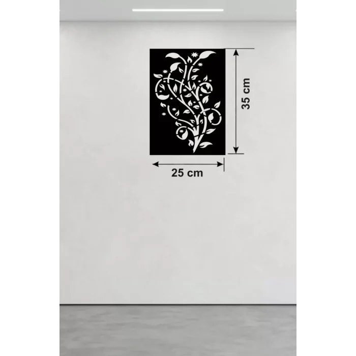 Mey İthalat® Sarmaşık Dalı Tasarım Ahşap Duvar Tablosu - 25x35 cm Lazer Kesim Dekoratif Pano