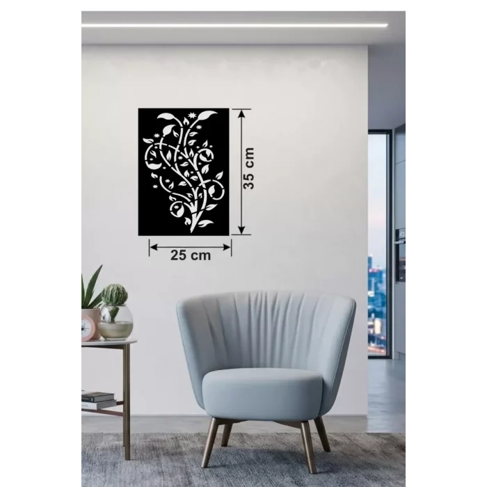 Mey İthalat® Sarmaşık Dalı Tasarım Ahşap Duvar Tablosu - 25x35 cm Lazer Kesim Dekoratif Pano