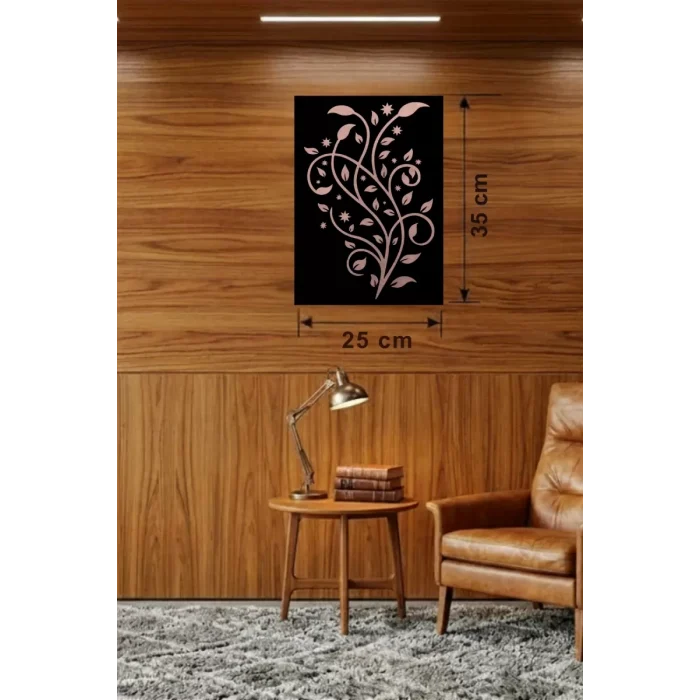 Mey İthalat® Sarmaşık Dalı Tasarım Ahşap Duvar Tablosu - 25x35 cm Lazer Kesim Dekoratif Pano