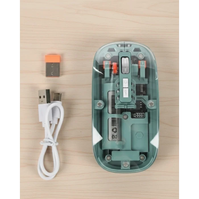 Mey İthalat® Şeffaf Tasarımlı Bluetooth Kablosuz Mouse Pilli Kullanım