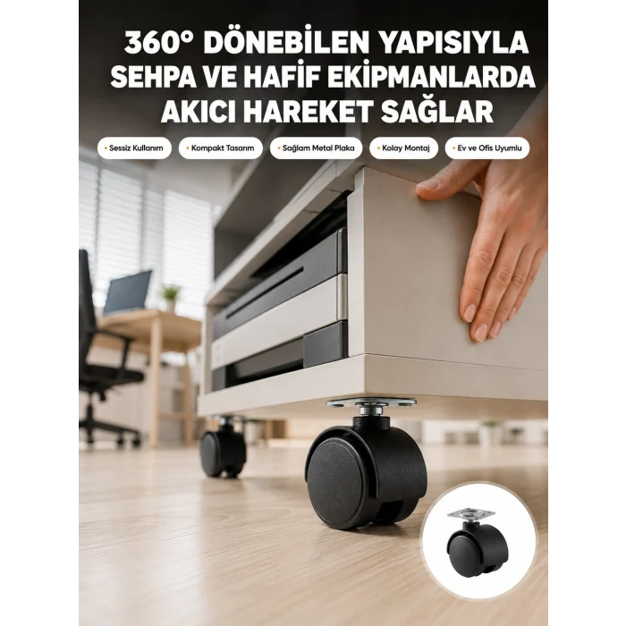 Mey İthalat® Sehpa ve Ekipmanlar İçin 4 cm Kilitsiz Ayak Tekli