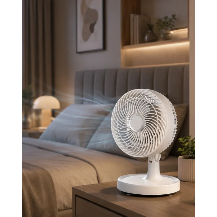 Mey İthalat® Sessiz Çalışan Mini Masaüstü Fan 2 Kademeli Otomatik Salınımlı