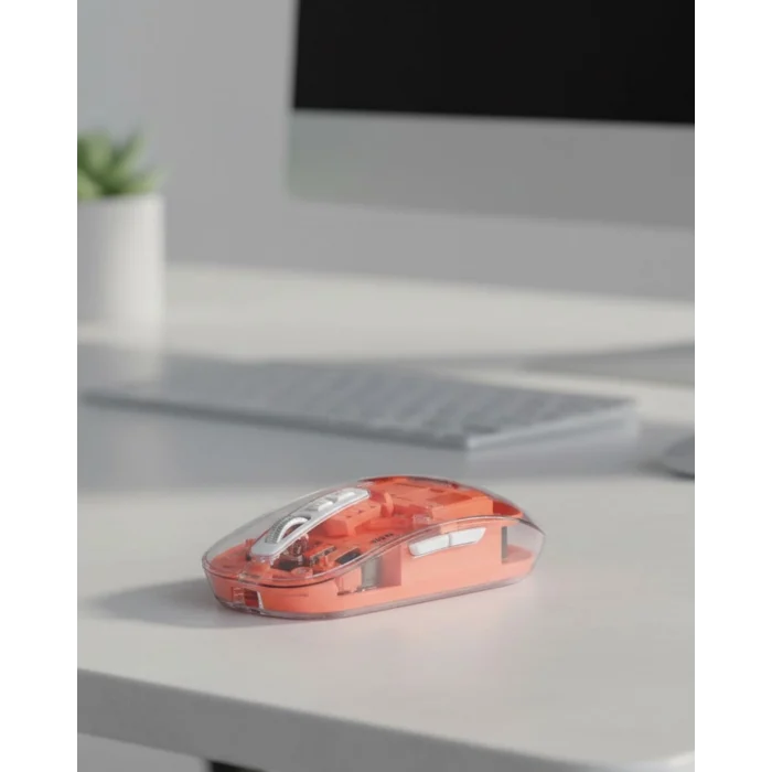 Mey İthalat® Sessiz Tıklamalı Şeffaf Mouse Bluetooth ve USB Uyumlu