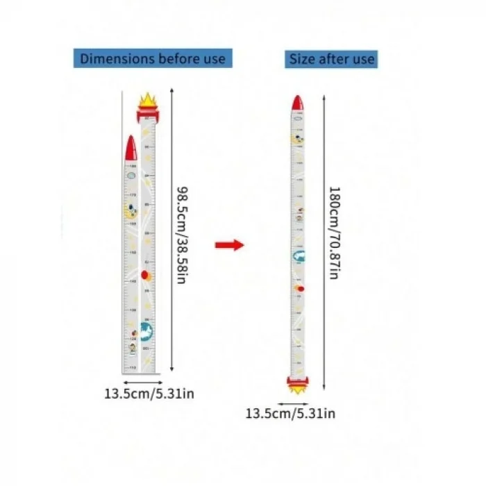 Mey İthalat® Sevimli Figürlü Çocuk Odası Boy Ölçer Sticker 180 cm