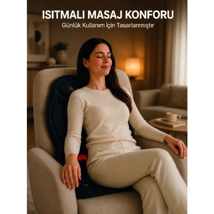Mey İthalat® Sırt Bel Boyun ve Kalça Destekli Isıtmalı Masaj Koltuğu Minderi