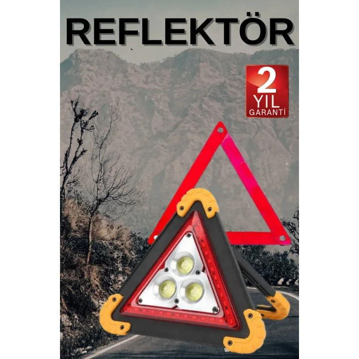 Mey İthalat® Solar Şarjlı Çok Fonksiyonlu Reflektör Işıklı Ikaz Lambası Acil Durum Reflektörü Acil Durum Uyarı Lambası