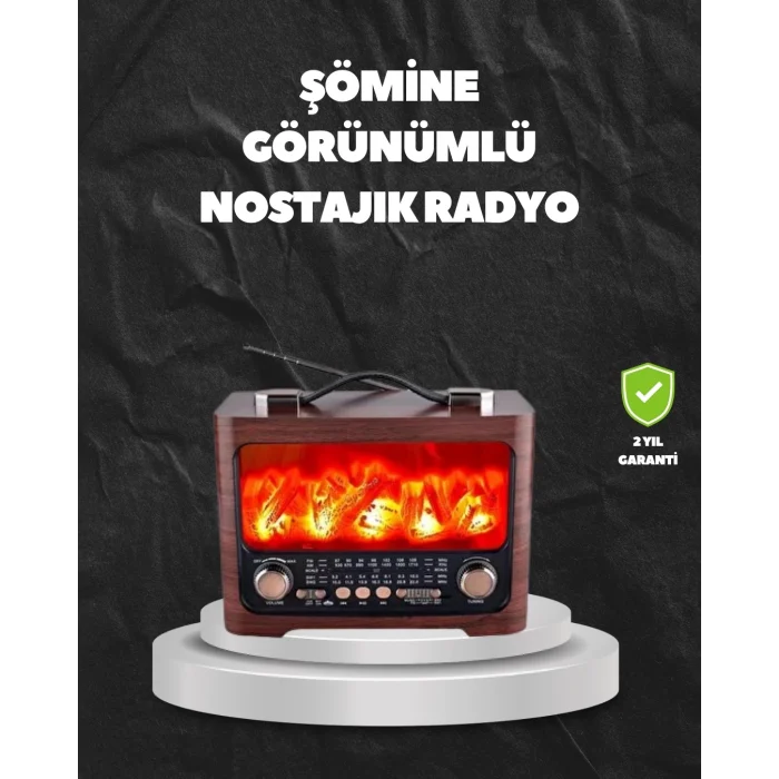 Mey İthalat® Solar Şarjlı Şömine Işıklı Bluetooth Hoparlör – Radyo, USB, TF Kart Destekli
