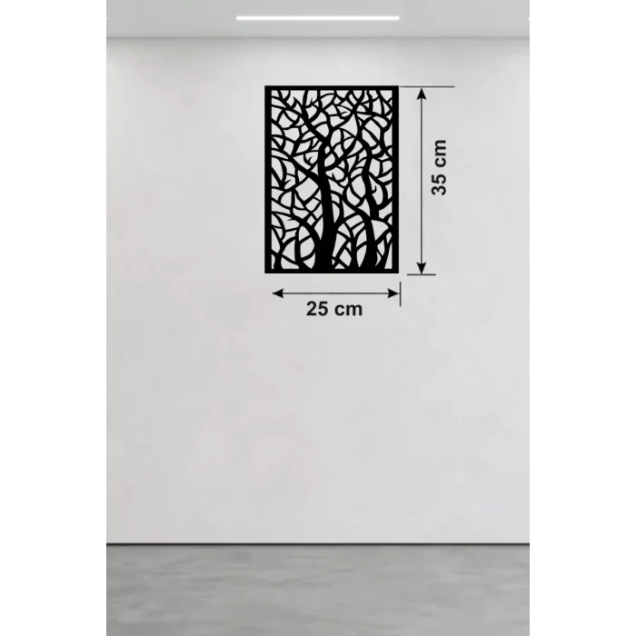 Mey İthalat® Soyut Ağaç Dalları Ahşap Duvar Tablosu - 25x35 cm Lazer Kesim Dekoratif Pano