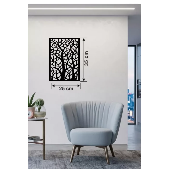 Mey İthalat® Soyut Ağaç Dalları Ahşap Duvar Tablosu - 25x35 cm Lazer Kesim Dekoratif Pano
