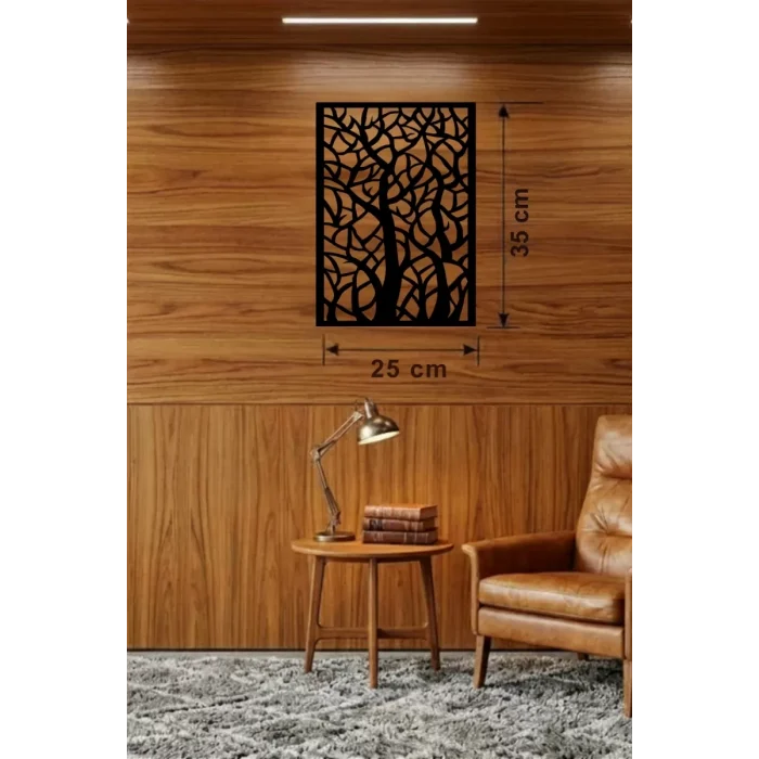 Mey İthalat® Soyut Ağaç Dalları Ahşap Duvar Tablosu - 25x35 cm Lazer Kesim Dekoratif Pano